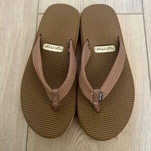 Hari Mari Platform Flip Flops Brown Retro Rainbow Striped SandalsWomens Size 7